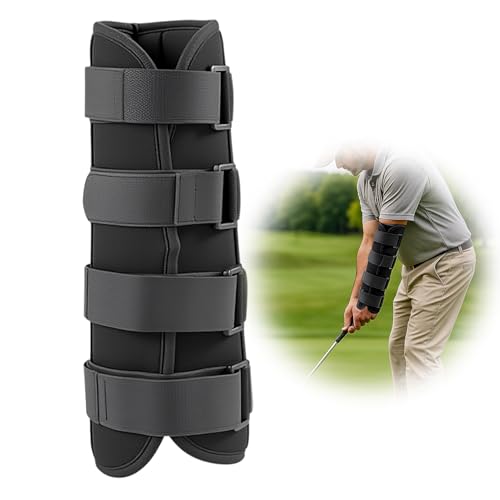 Straight Arm Golf Swing Trainer, Adjustable Tension Elbow Brace with Three Metal Stays for Lead Arm Correction, Golfers Practice Training Aid Perfect for Beginners＆Seasoned Players (M(32.5X29 CM))