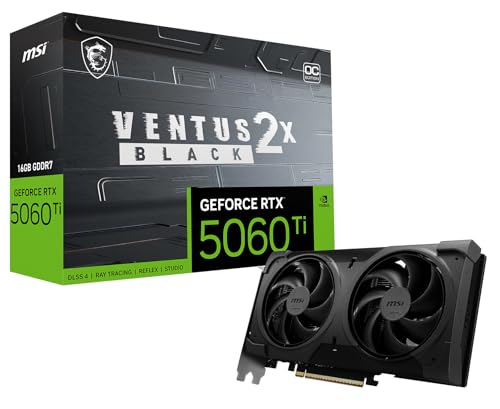 msi Gaming RTX 5060 Ti 16G Ventus 2X OC Black Plus �O���t�B�b�N�X�J�[�h (16GB GDDR7�A128�r�b�g�A�G�N�X�g���[���p�t�H�[�}���X:2617MHz�ADisplayPort x 3 2.1a�AHDM