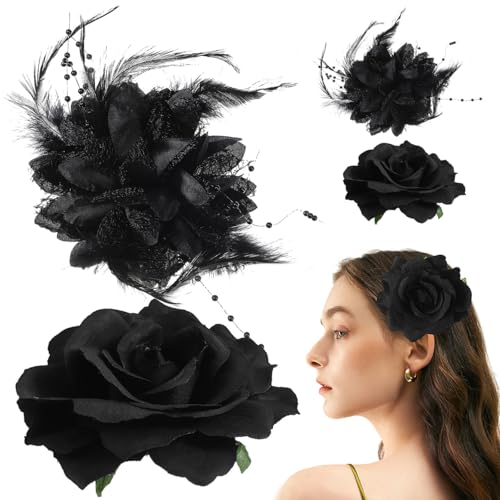 Pasadores de flores para mujer que buscan un peinado gótico firme y accesorios de novia