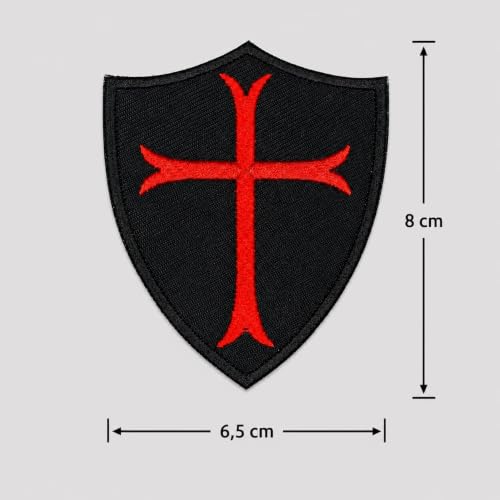 Foto von Templerkreuz Schild der Templer-Militärkreuzfahrer. Moral-Patch bestickte Brosche zum Aufbügeln. Bügelflicken für Kleidung - Crossfit Flicken - Templer Flicken. 8x6cm