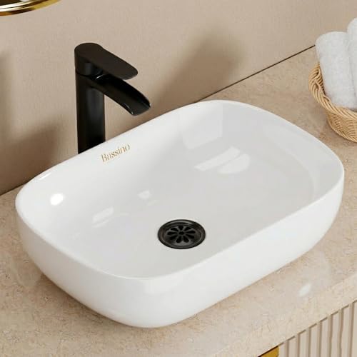 Image of BASSINO 6 Inch Basin Waste Coupling Nylon Thread Body with Brass Jali Head /Heavy Duty Bathroom Sink Drain for Wash Basin /Anti Clog Waste Coupling with Durable Build /Universal Fit Drain(Black)