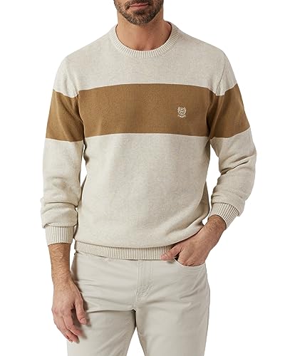 Chaps Men's Sweater - Midweight Classic Fit Cotton Crewneck Striped Pullover Sweater for Men (S-2XL)