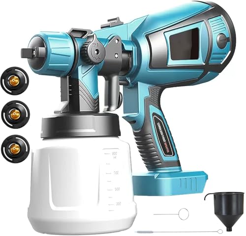 Cordless Paint Sprayer for Makita 18V Battery, HVLP Spray Gun Fence Paint Sprayer with 3 Nozzles & 1000ml Detachable Tank for Home Interior and Exterior (No Battery)