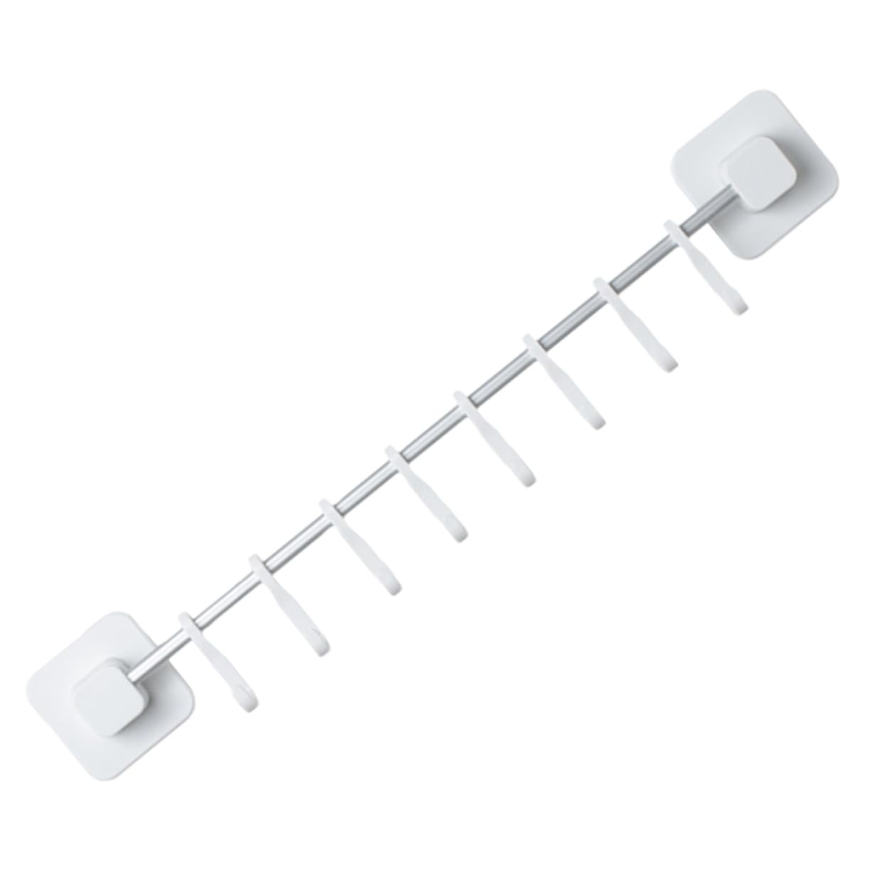 DEARMAMY 8 Hooks Wall Mount Pot Pan Bar Rack Kitchen Utensil Hanger Rail Pan Hanger Kitchen Rail Rack Industrial Style White for Kitchen Organizer