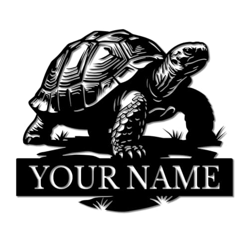 Personalized Tortoise Metal Sign, Custom Name Beach Wall Art, Ocean
