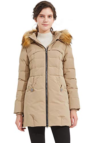 Orolay Women's Heavenly Down Jacket Fur Trim Hooded Winter Coat Stand Collar Parka Wheat M #TOP2