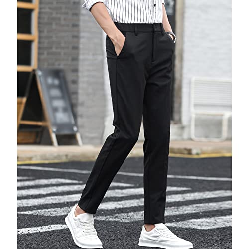 Men's Casual Iron Free Ice Silk Trousers Straight Slim Fit Flat Front Stretch Dress Pant Classic No Iron Pants2