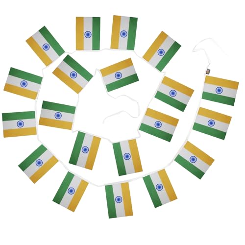 Image of AZ FLAG India 6 meters BUNTING Flag 20 flags 9'' x 6'' - Indian STRING flags 15 x 21 cm