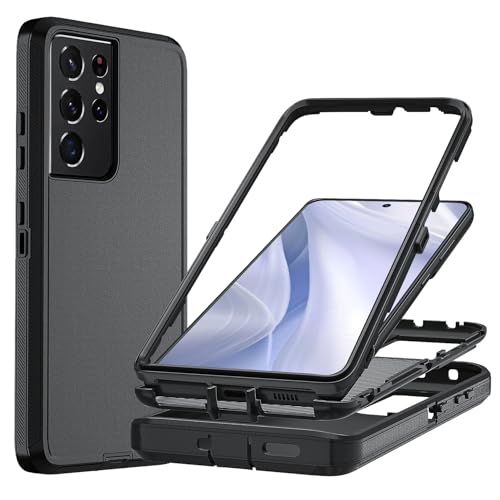 Ylzhe for Samsung Galaxy S21 Ultra Case, 3 Layer Rugged Durable Shockproof Case for Samsung S21 Ultra Case,Military Grade Drop Protection Phone Case for Galaxy S21 Ultra 5G Black
