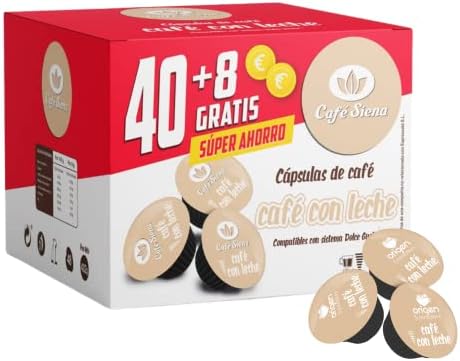 Cápsulas Dolce Gusto CAFÉ CON LECHE | Pack 40+8 Cápsulas para Dolce Gusto  Compatibles CAFÉ SIENA | Cápsulas Compatibles Dolce Gusto CAFÉ CON LECHE -  PREYCA