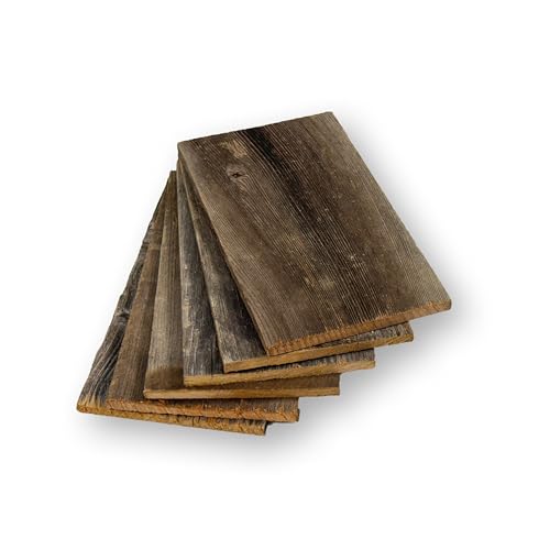 Rustic Revival | Handmade Reclaimed Barnwood Craft Bundle | Unfinished Authentic Weathered Wood Planks for DIY, Home and School Projects (6" x 3.5" x .25") 6 Pack