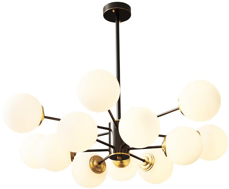Lustre moderne 12 lumières anti-éblouissement en laiton brossé pour grand salon sombre