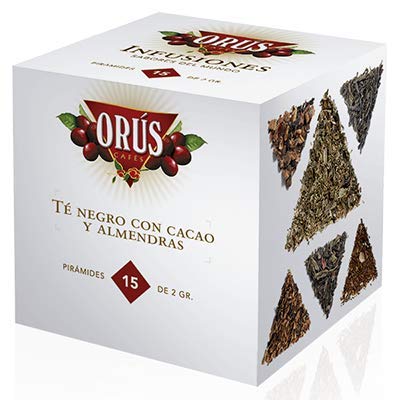 Té Negro con Cacao y Almendras - Té con propiedades estimulantes, antioxidantes, astringentes y reconfortantes - Cafés Orús.