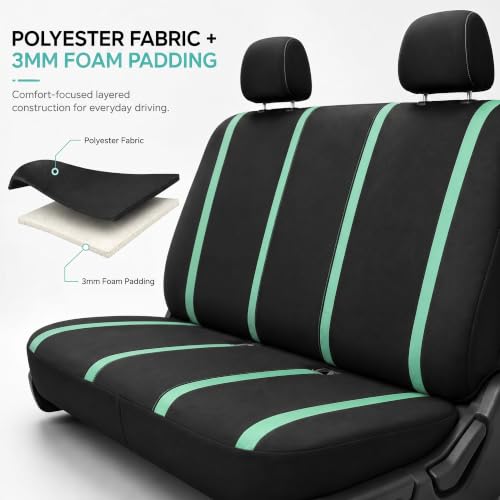Image of FH Group Car Seat Covers Rear Set Cloth - Car Seat Covers with Removable Headrest,Universal Fit,Automotive SeatCovers,Washable Car SeatCover for SUV,Sedan,Van Mint