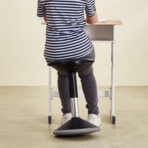 Image of VEVOR Wobble Chair, Height-Adjustable (15.7-21.7 inch) Active Chair, Flexible Seating Wobble Stool Made of PVC+ABS Improves Focus & Posture, Ideal for Schools, Office and Home, Age 12-18, Black