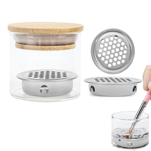 Misforu Dappen Dish for Acrylic Nails and Nail Brush Cleaning Glass Cup Nail Tool Storage Cup with Lid Multi functional nail art tools for Home Use Nail Salon, Clear