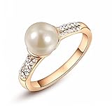 Angelady® 18k Rose Gold Plated Pear Ring for Women Best Gifts Idea (Available in Sizes 6 7 8)