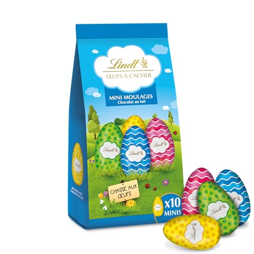 Lindt - Sachet de Mini-Moulages ŒUFS A CACHER - Chocolat au Lait - Idéal pour Pâques, 120g