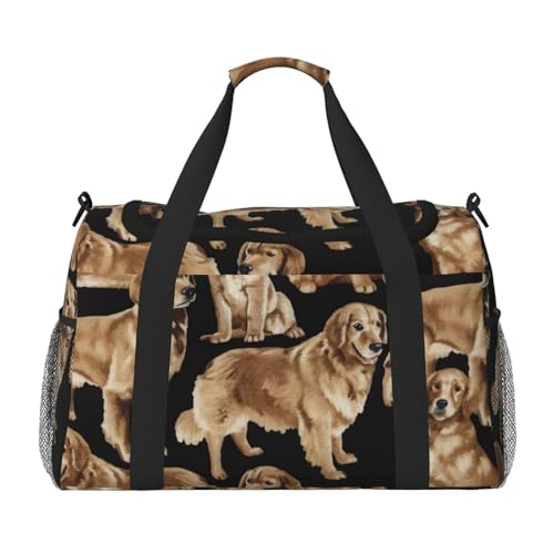 Sac de voyage femme Golden Retrievers noir idéal pour vos escapades
