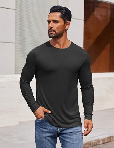 COOFANDY Men's Long Sleeve Tee Shirts Crew Neck T-Shirt Casual Pullover Basic Tees Soft Stretch Tshirts3