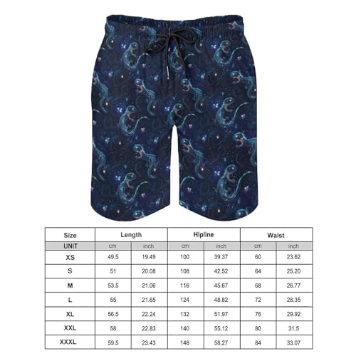 Hawaiian Shorts for Men - Comfy Fantasy Blue Lizard Print Mens Swim Trunks Bathing Suits with Mesh Lining2