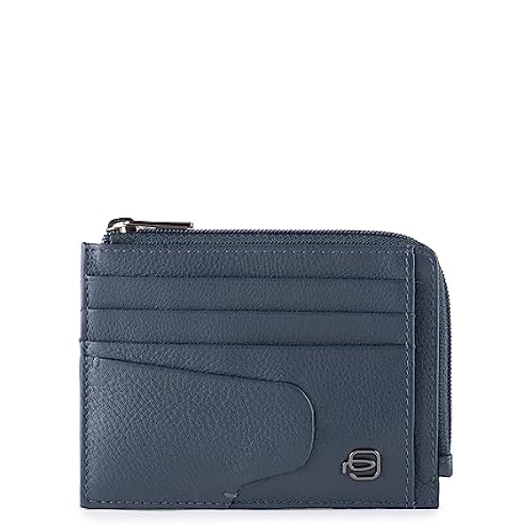 PIQUADRO (Blue Tri Fold Wallet Hombre, Talla Única, Turquesa, Talla única, Bustina Akron Monedero y Tarjeta de crédito Azul