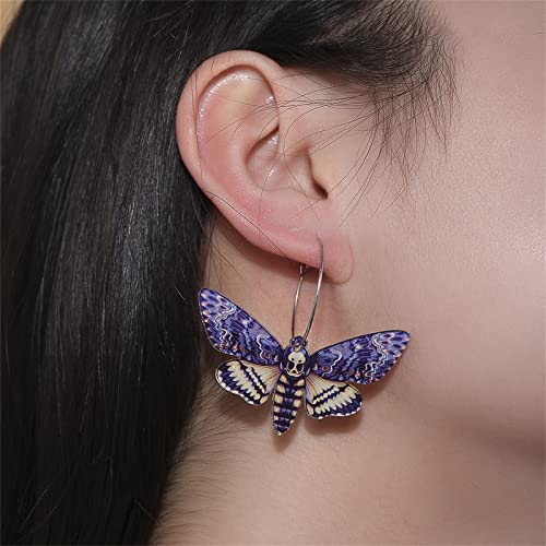 Wcrazye Colorful Moon Butterfly Moth Dangle Earrings For Women Girls Statement Fashion Earrings Elegant Unique Animal Acrylic Earrings Cute Insect Funny Jewelry (4 Pairs Insect - B) #TOP5