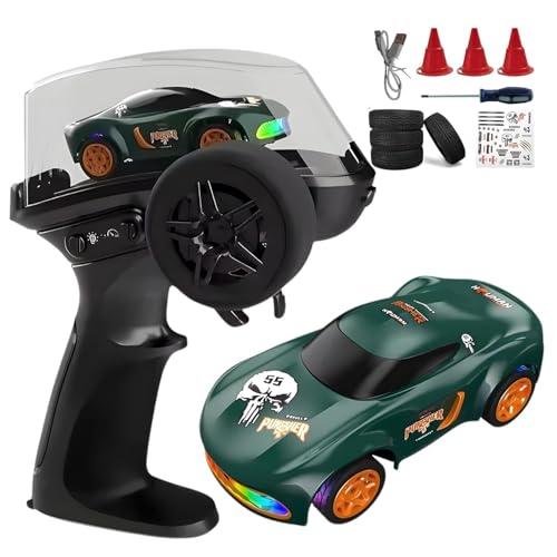 Image of Amitasha 1:64 Scale Mini RC Drift Car Remote Control Car with LED Lights & Speed Mode, 2.4GHz Stunt Drifting Car Toy, Hobby Gifts for Kids & Adults