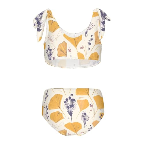 KLL Hand Drawn Ginkgo Girls 2 Piece Bikini Sets Quick-Dry Beach Swimsuit Swimsuit2