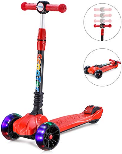 UHINOOS Kick Scooter for Toddler and Kids,Glide Scooter with 3 Wheel 4 Adjustable Height,Wide Deck PU Wheels Foldable Kids Scooter from 3 to 12 Years Old