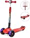 UHINOOS Kick Scooter for Kids&Toddlers-4 Adjustable Height 3 Wheel Scooters for Kids-Flashing Wheels Foldable Kids Scooter Best Gifts for Children from 3-12 Years,Red