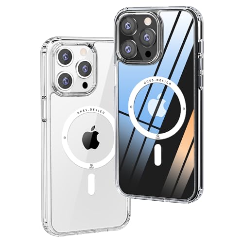 Image of ONES for iPhone 14 Pro Max Case, Hybrid Magnetic Phone Case, Compatible with MagSafe, Military Grade Protection, Shockproof Airbag, Anti-Yellow Silicone Cover, Scratch-Resistant, Thin, Clear