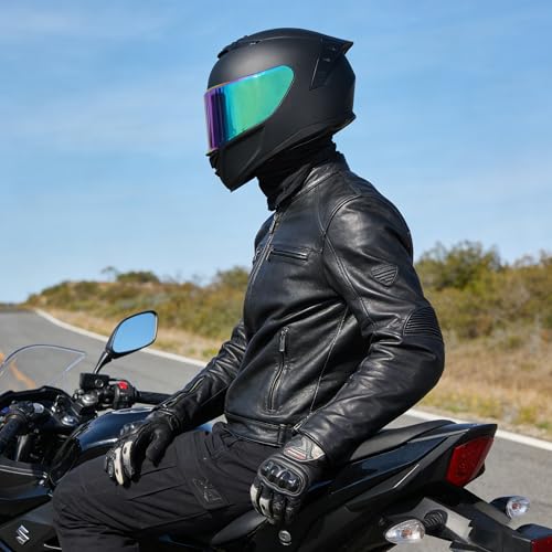 Image of Full Face Motorcycle Helmet,Helmets for Adults Motorcycle, MG611 Motorbike Racing Street Bike Helmets with Black Visor for Men Women,DOT Approved (Matte Black-Colorful+ Mask, L)