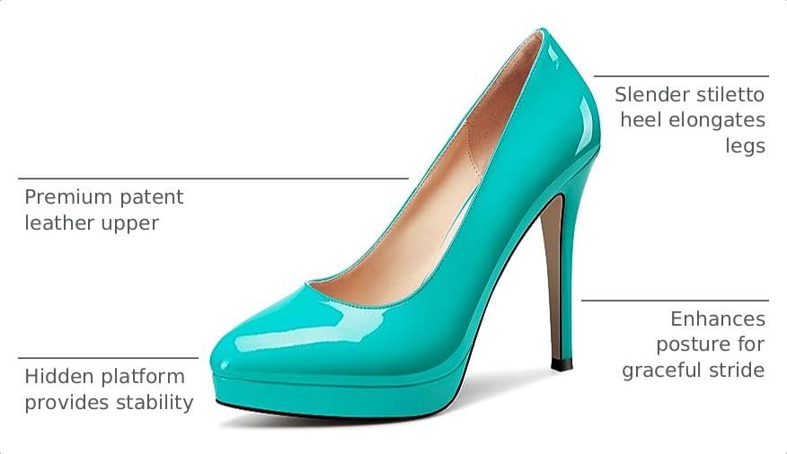 Image of Castamere Womens High Heels Platform Pumps Slip-on Stilettos 12CM Heel Office Dress Shoes