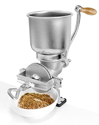 Foto von QWORK Manuelle Getreidemühle mit Einstellbare Tischklemme, Gusseisen Mahlwerk für Weizen Getreide Kaffee Nuss Gewürz