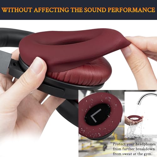Image of SOULWIT Replacement Kit for Bose QuietComfort 45 (QC45) /Quiet Comfort 35 (QC35, QC35II) /QC SE /QC Wireless Headphones, Ear Pads Cushions + Headband + Silicone Earpads Cover Protector - Burgundy