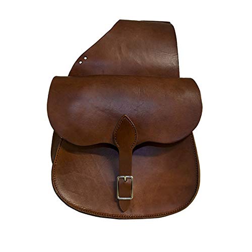 HUMAYL SADDLERY Horse Saddle Bag Cowhide Genuine Leather Western Equestrian Trail Simple Pack Equipment Horse Saddle Bags Size: 10” L x 10” W x 3 ½” D inches, BAG114