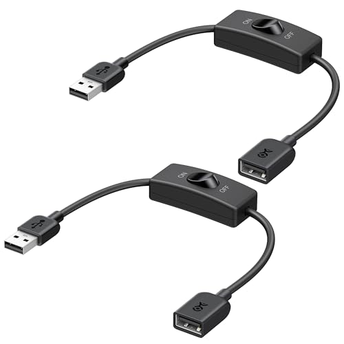 Cable Matters 2-Pack USB On Off Switch - 1ft Support Data and Power Short USBA Extension Cable with ON Off USB Power Switch
