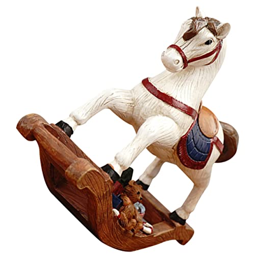 KONTONTY Adorno Navideño De Resina Decoración De Oficina y Hogar Caballito De Madera