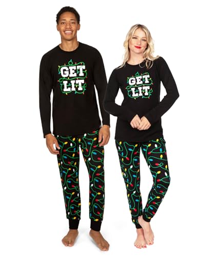 Tipsy Elves Get Lit Christmas Pajamas for Women Funny Comfy Black Pajama Set Size X Small