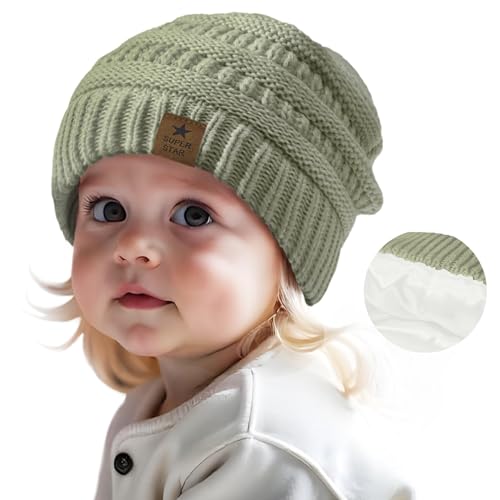 Image of Durio Satin Lined Beanie for Baby Girl Boy Warm Winter Hat for Infant Toddler Kids Unisex Knit Baby Hats Newborn Beanies Caps