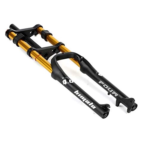 MZPWJD E-Bike Front Fork 26" MTB Disc Brake Bike 1-1/8" Steerer Bicycle Suspension Fork 170mm Travel Air Damping For 4.0" Fat Tire QR ATB/BMX (Color : Black Gold) Cover