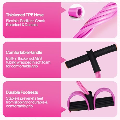 Pedal Resistance Band with Handle, 6 Tube Multifunction Foot Pedal Resistance Band, Arm & Waist Training Tummy Trimmer Ab Workout Equipment for Home Gym Men Women - Image 4