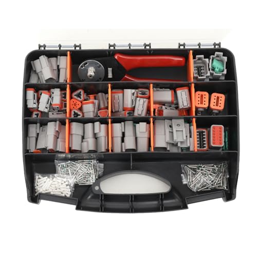 Lfhelper DT Deutsch Connector Kit 438 Pcs Automotive Electrical Connector Set for Wiring Circuits Waterproof Deutsch Connector Assortment Box with Crimp Tool for Motorcycle Car Truck Boats