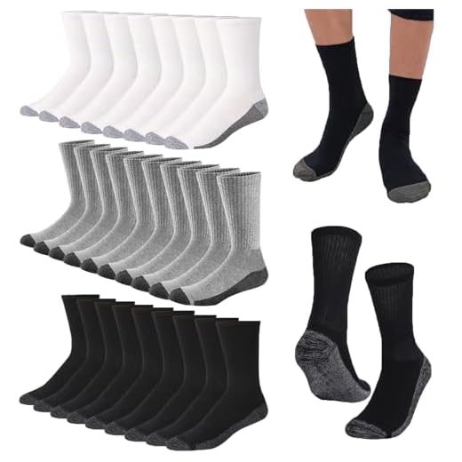 Looknniy 20 Pairs Crew Athletic Socks for Men Moisture Wicking Cushion Crew Socks for Sport Running Traveling (Mixed Colors)