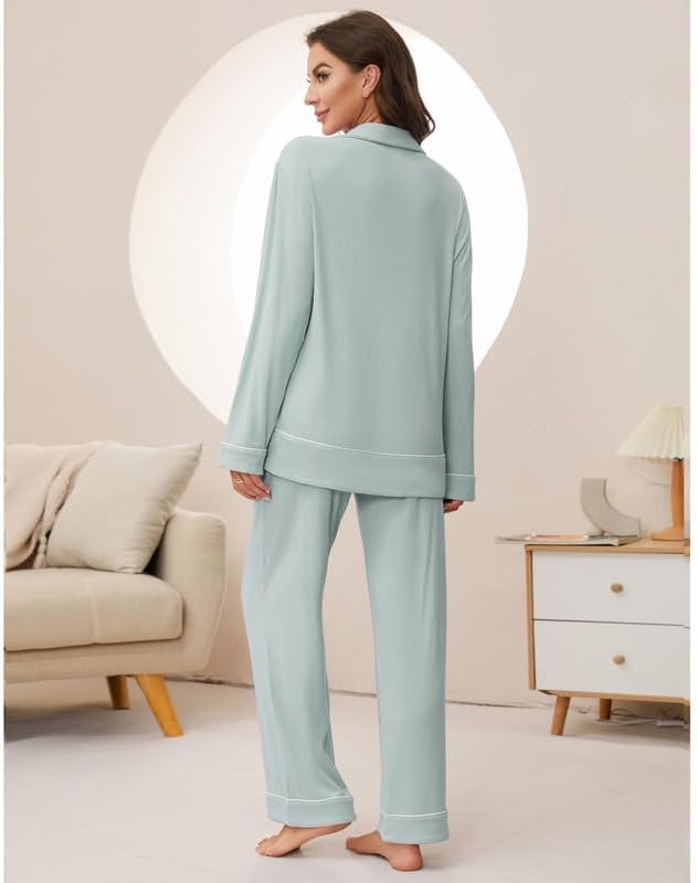 HEARTNICE Women Soft Pajama Sets, Long Sleeve knit Sleepwear Button Up 2-Piece Pjs Lounge Sets - Image 6