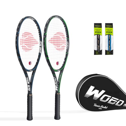 WOED BATENS Adult 2 Player Tennis Racket Perfect for Beginner and Professional Players, 27” Speed Tennis Racquet Include 2 Overgrips, Tennis Bag, 2 Vibration Dampes, 2 Covers