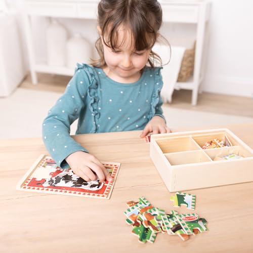 Melissa & Doug 4‑in‑1 Wooden Farm Jigsaw Puzzle Set, 48 Pieces with Storage Box, Toddler Puzzle Toy for Kids Ages 3+ - image 8