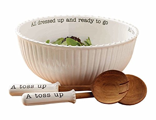 Mud Pie Salad Bowl (Set of 3 pieces), White