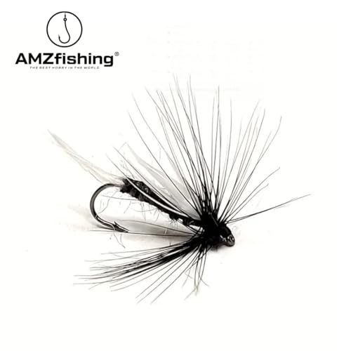 NEU AMZfishing® 3 Stück handgebundene Trockenfliegen #6 | Fliegenangeln Forelle | Steinfliegen Forellenangeln | Fliege Forelle | Fliegenfischen Äsche | Trockenfliegen (a: Set 3 Stück (1 je Farbe))